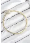 Pirinç Charm Zirkon Taşlı Kalp Model Gold Renk Kadın Bileklik