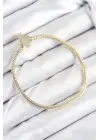 Pirinç Charm Zirkon Taşlı Taç Model Gold Renk Kadın Bileklik