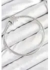 Pirinç Charm Zirkon Taşlı Yıldız Model Gümüş Renk Kadın Bileklik