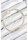 Pirinç Charm Zirkon Taşlı Yonca Model Gold Renk Kadın Bileklik