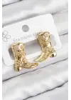 Pirinç Çizme Model Gold Renk Kadın Küpe