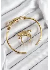 Pirinç Deniz Yıldızı Model Gold Renk Bileklik Yüzük Set