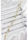 Pirinç Dikdörtgen Model Zirkon Taşlı Gold Renk VİP Seri Kadın Bileklik