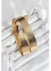 Pirinç Dövme Desenli Gold Renk Kadın Pazu Bileklik