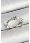 Pirinç Düğüm Figürlü Zirkon Taşlı Gümüş Renk Ayarlanabilir Kadın Yüzük
