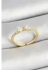 Pirinç Fiyonk Figürlü Zirkon Taşlı Gold Renk Ayarlanabilir Kadın Yüzük