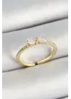 Pirinç Fiyonk Figürlü Zirkon Taşlı Gold Renk Ayarlanabilir Kadın Yüzük