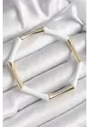 Pirinç Gold Beyaz Renk Lastikli Bambu Model Kadın Bileklik