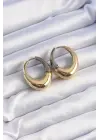  Gold Gümüşli Oval Bombeli Küpe