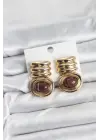 Pirinç Gold Kahverengi Renk Vintage Kadın Küpe