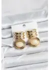 Pirinç Gold Krem Renk Vintage Kadın Küpe
