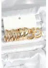 Pirinç Gold Renk 3 Çift Vintage Kadın Küpe Seti