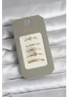 Çelik Gold Renk 5li Yüzük Seti Yıldız Güneş