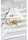 Yonca Pirinç Gold Renk 6 Çift Dorika Halka Kadın Küpe Seti