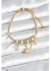 Pirinç Gold Renk Ay ve Güneş Charmlı Kadın Bileklik