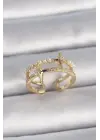  Altın Ayarlanabilir Zirkon Taşlı İncili Yıldız Model Çelik Yüzük