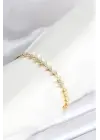 Pirinç Gold Renk Balık Sırtı Model Zirkon Taşlı Kadın Bileklik