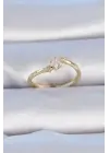  Altın Beyaz Çiçek Model Zirkon Taş Detay Çelik Yüzük