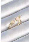  Altın Beyaz Mineli Kalp Model Çelik Yüzük
