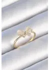  Altın Beyaz Mineli Zirkon Taşlı Kelebek Model Çelik Yüzük