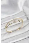 Çelik Gold Renk Çiçek Model Kadın Bileklik