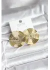 Çelik Gold Renk Circle Model Kadın Küpe