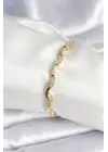 Pirinç Gold Renk Dalgalı Model Kadın Bileklik