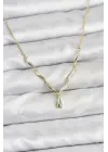 Çelik Gold Renk Damla Model Kadın Kolye