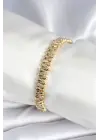 Pirinç Gold Renk Damla Model Zirkon Taşlı Kadın Bileklik
