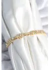 Pirinç Gold Renk Damla Model Zirkon Taşlı Kadın Bileklik
