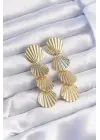  Altın Deniz Kabuğu Model Sallantılı Küpe