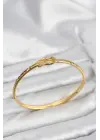 Çelik Gold Renk Düğüm Model Kadın Kelepçe Bileklik