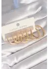  Altın Halka Model Çelik Küpe Seti