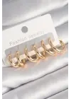  Altın Halka Model Çelik Küpe Seti