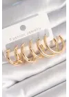  Altın Halka Model Çelik Küpe Seti