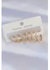  Altın İnce Oval Küpe Seti