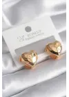  Altın İşleme Detay Kalp Model Çelik Küpe