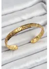 Çelik Gold Renk İşlemeli Altı Açık Bileklik