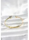 Pirinç Gold Renk Kalpli Model Kadın Kelepçe Bileklik