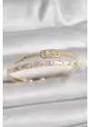 Pirinç Gold Renk Kare Zirkon Taşlı Kadın Bileklik