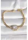Pirinç Gold Renk Kare Zirkon Taşlı Xuping Exclusive VIP Seri Kadın Bileklik
