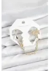 Çelik Gold Renk Kelebek Model Zincir Bağlantılı Ear Cuff Küpe Seti