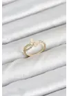 Pirinç Gold Renk Kelebek Zirkon Taşlı Kadın Yüzük