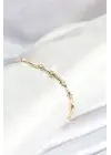 Pirinç Gold Renk Kemik Model Zirkon Taşlı Kadın Bileklik