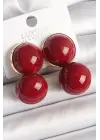 Pirinç Gold Renk Kırmızı Boncuk Model Kadın Küpe
