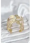 Pirinç Gold Renk Levha Yelpaze Model Kadın Bileklik