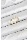 Pirinç Gold Renk Minimal Yonca Detaylı Kadın Yüzük