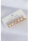  Altın Oval Bombeli Küpe Seti