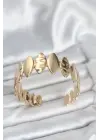 Pirinç Gold Renk Parçalı Model Kadın Bileklik