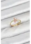 Pirinç Gold Renk Pembe Kelebek Kadın Yüzük
